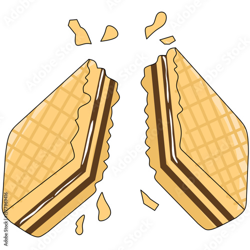 Illustration of Broken Wafer Cookie