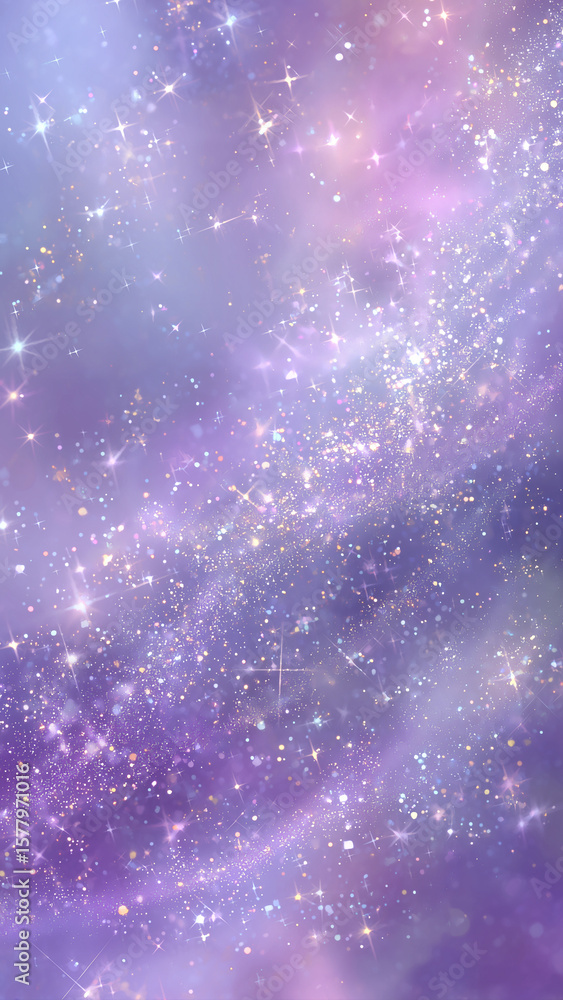 Obraz premium パステルカラーの夢銀河 - キラキラ輝く星屑が舞うファンタジー背景