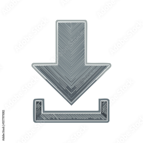 Stylized arrow pointing downward icon with platform suggesting download, transfer, or receive action in muted gray tones.
