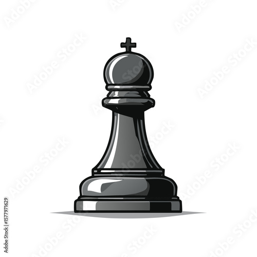 Illustration of a Black Bishop Chess Piece in a Strategic Game with Competitive Gameplay