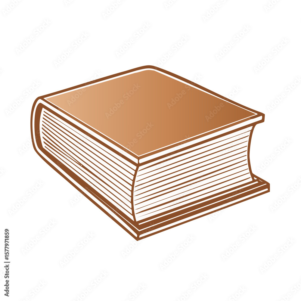 Closed Book Illustration in Brown Tones with Page Detail