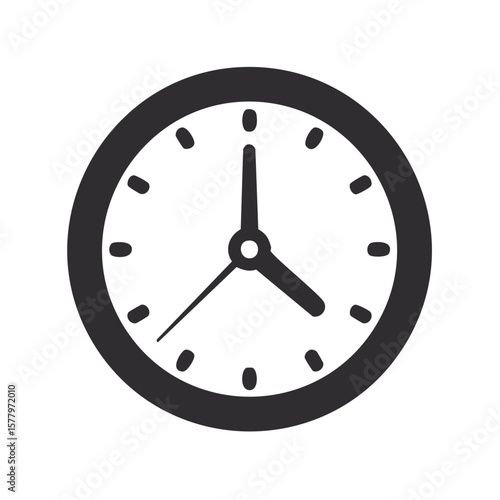 Clock ticking displaying time with hours and minutes, simple graphic illustration of timer object
