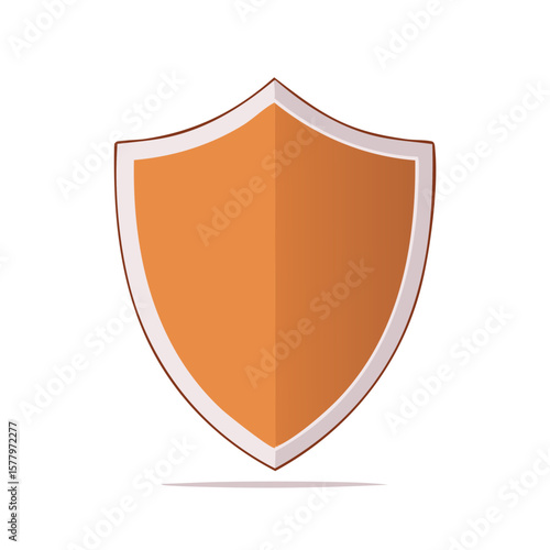 Copper toned shield icon, protection symbol, heraldic emblem, digital illustration