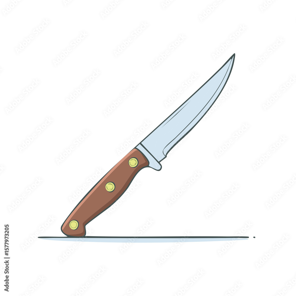 Obraz premium Steel utility knife on white kitchen equipment cutlery object illustration food prep