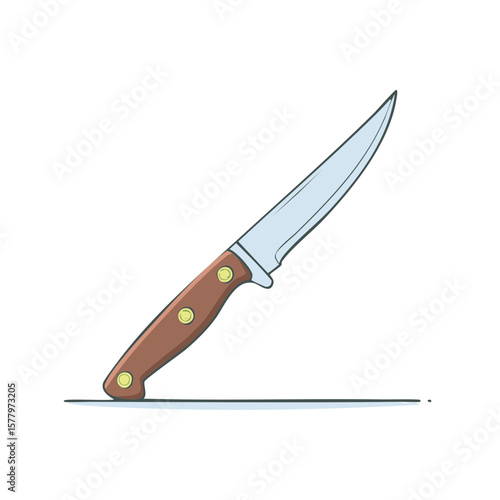 Steel utility knife on white kitchen equipment cutlery object illustration food prep