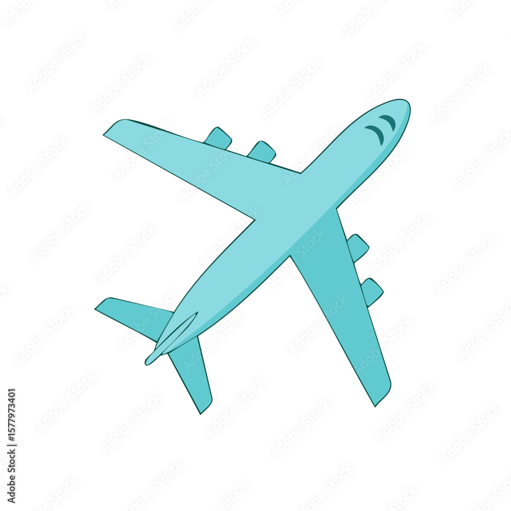 Obraz premium Airplane Top View Flying Transportation Travel Flight Cartoon Vector Plane Aeroplane