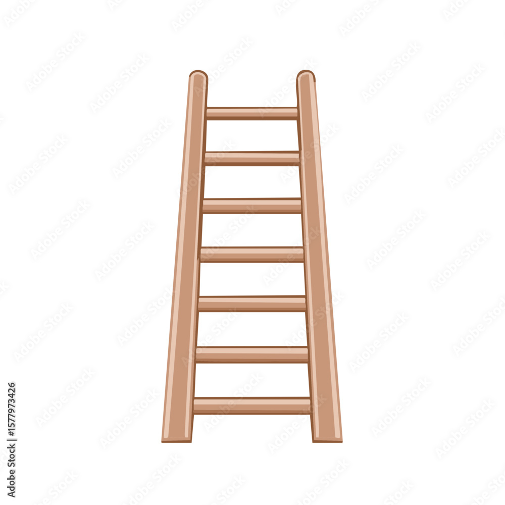 Straight Wooden Ladder with Rungs for Climbing or Access Illustration Straight Wooden Ladder with Rungs for Climbing or Access Illustration