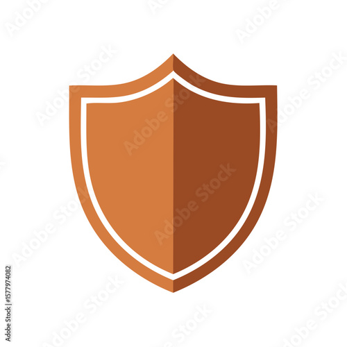 Isolated Brown Shield Icon With a White Outline - Protection and Security Design
