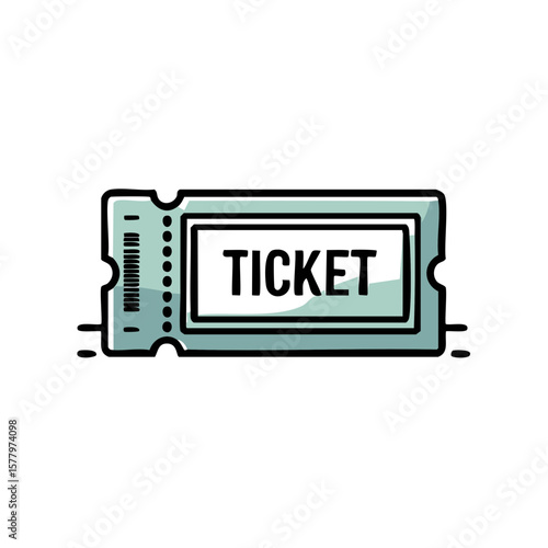Illustrative graphic of a ticket stub for entry to an event or entertainment venue using a doodle style outline