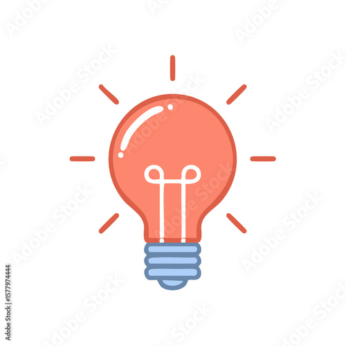 Cartoon style light bulb idea concept innovation simple flat design
