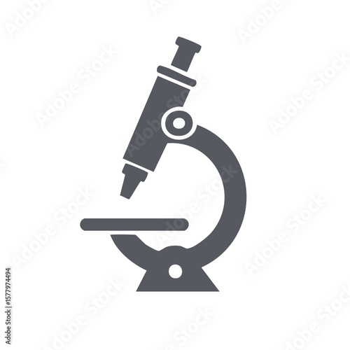 Illustration of a Gray Microscope with Optics for Scientific or Medical Research and Analysis