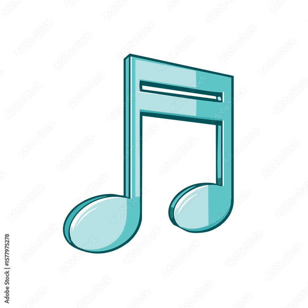 Single Eighth Note Illustration Artistic Musical Element in Turquoise Hue Single Eighth Note Illustration Artistic Musical Element in Turquoise Hue