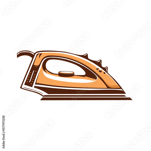 Retro Ironing Appliance Illustration Home Cleaning Tool For Laundry Service