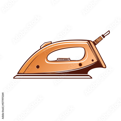 Illustration of a Brown Electric Iron for Clothes Pressing and Wrinkle Removal