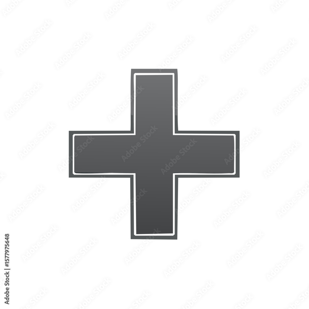 Modern metallic plus sign symbol medical cross logo design icon element Modern metallic plus sign symbol medical cross logo design icon element