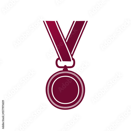 Elegant maroon medal with ribbon vector graphic for achievements and competitions