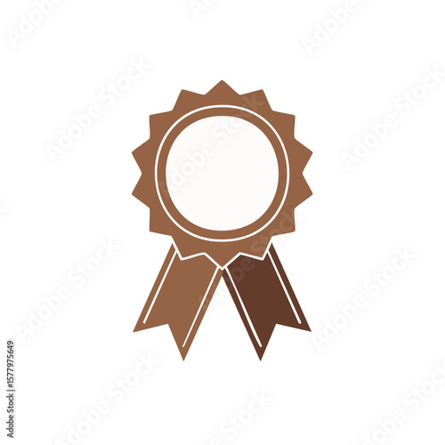 Award ribbon rosette emblem in earthy tones displaying achievement and reward for excellence in vector format