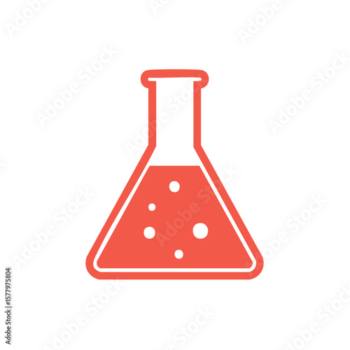 Red Chemical Flask Containing Bubbles Experiment and Analysis Symbol