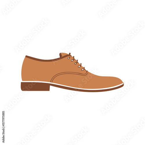Stylized Illustration of a Brown Leather Oxford Shoe with Laces