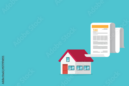 House tax papers. Real estate document, home, mortgage documents. House contract. Vector illustration