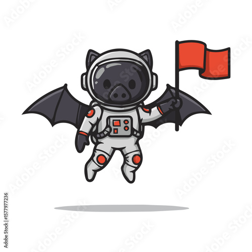 Vigilant cartoon bat superhero with cape, mask. Justice, protection, power. Dynamic fight against evil. Heroic and exciting. Mysterious defender, awesome cool.