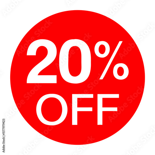 Red 20% off price tag icon