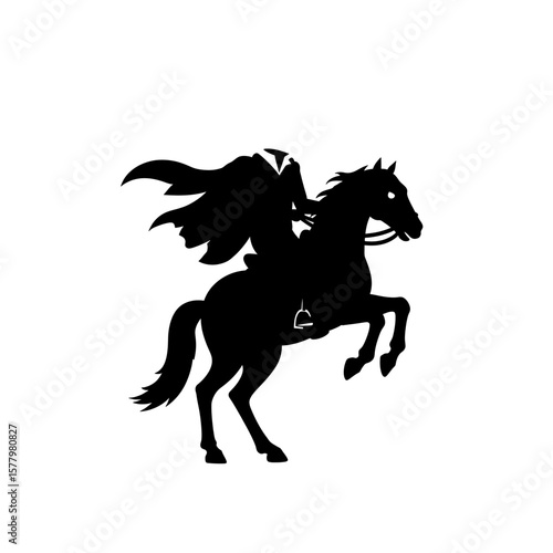 Black Headless Horseman Riding Icon Full Body Simple Design