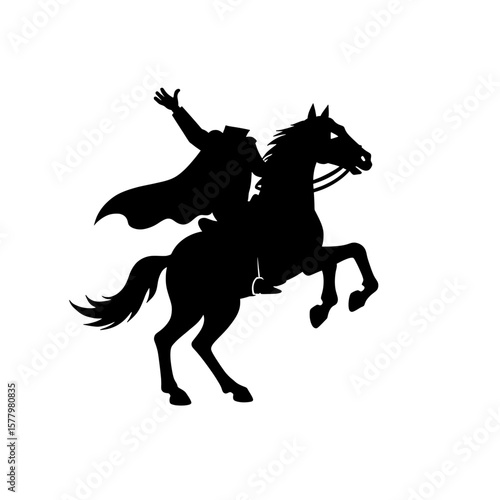 Headless Horseman Symbol Black Flat Icon Clear Halloween Design