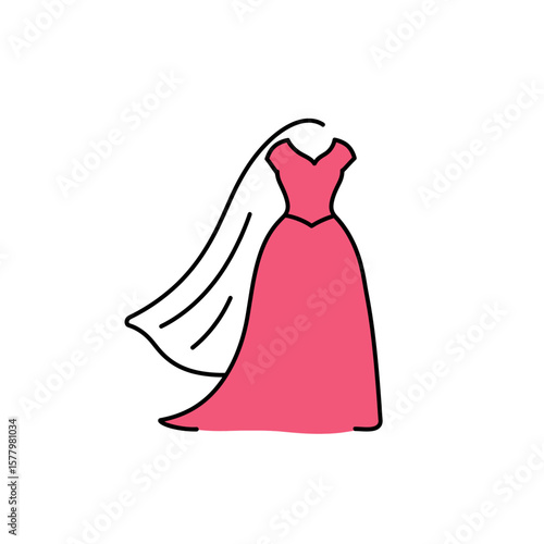 Pink Wedding Dress Icon