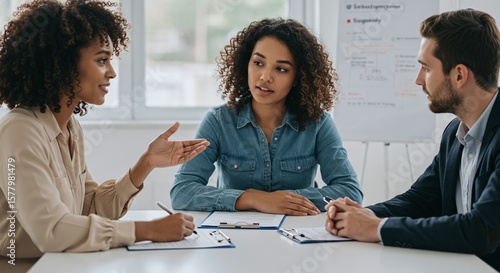 Diverse Group of People Engaged in Business Meeting in Modern Office