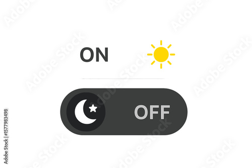 Day and Night Mode Toggle Switch Buttons. Light Dark UI Elements. On Off Gadget Interface for Mobile App, Web Design, Animation. Sun Moon Icon, Night Day Switch