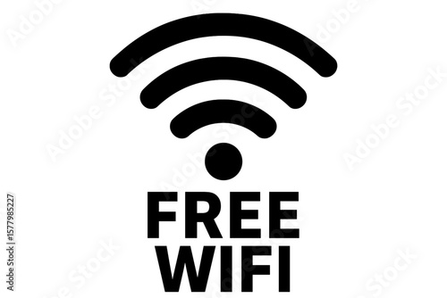 Free wifi logo icon. Wifi sign for public internet zone. Wireless network connection hotspot symbol. Communication technology signal. Online access point. Vector illustration.