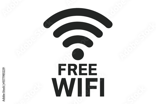 Free wifi logo icon for public internet access. Wireless connection symbol. Wifi hotspot sign for digital communication. Network technology vector illustration for business.