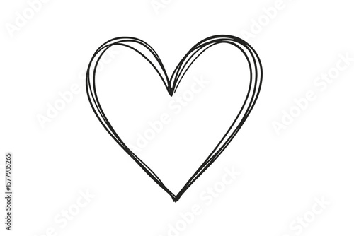 Hand drawn heart icon. Scribble doodle sketch love symbol. Isolated design element for valentine's day, wedding invitation, greeting card, mother's day, or birthday.