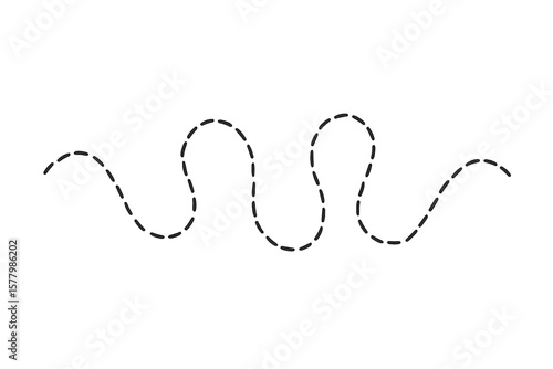 Wavy Dashed Curvy Line Vector, Loopy Squiggle Path, Seamless Wave Border, Decorative Dotted Line, Abstract Divider, Hand Drawn Curved Stroke, Editable Transparent PNG Illustration