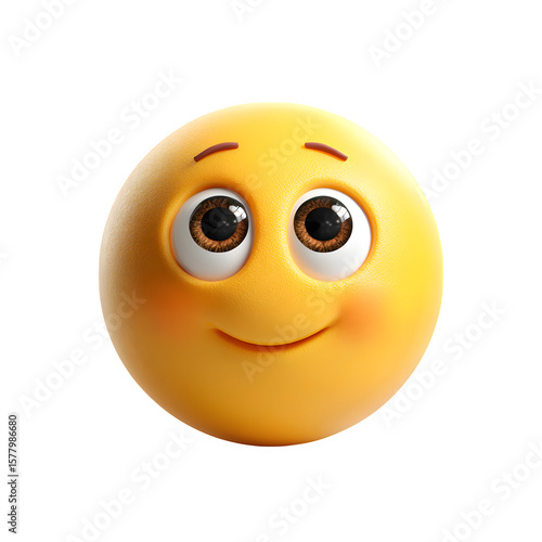 Cheerful yellow emoji smiles on a black background with lovely expression