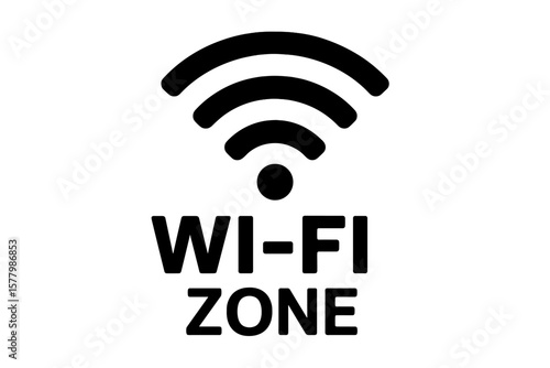 Wi-Fi Zone Icon, Wireless Internet Access Symbol, Free Public Hotspot Location, Black Signal Waves, Connectivity Sign, Vector Illustration, Transparent Background