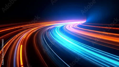Futuristic glowing light trails abstract motion background with vibrant colors