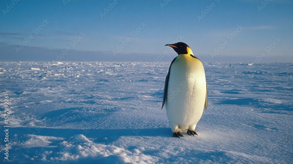 Fototapeta premium Emperor penguin on snowy landscape