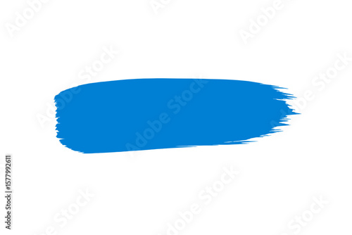 Blue paint brush stroke isolated on a transparent background. Vector illustration of a grunge texture design element. Abstract acrylic smear, oil paint swatch or watercolor ink dab.