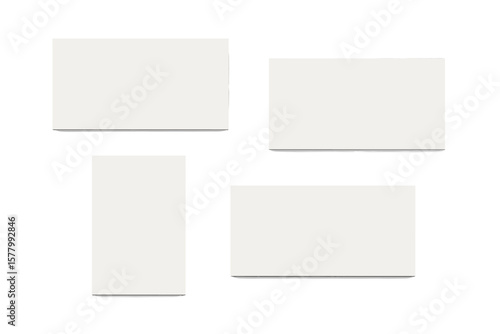 Mockup realistic business cards. Blank white paper template for brand identity. Empty gift card with shadow effect. Visit card placeholder collection for company design.