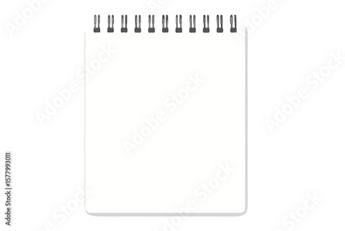 Realistic spiral blank notebook vector. Template copybook cover with horizontal iron spiral. Empty white page for notes, drawing or diary. Office stationery mockup.