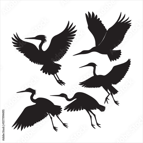 little egret icon silhouette vector