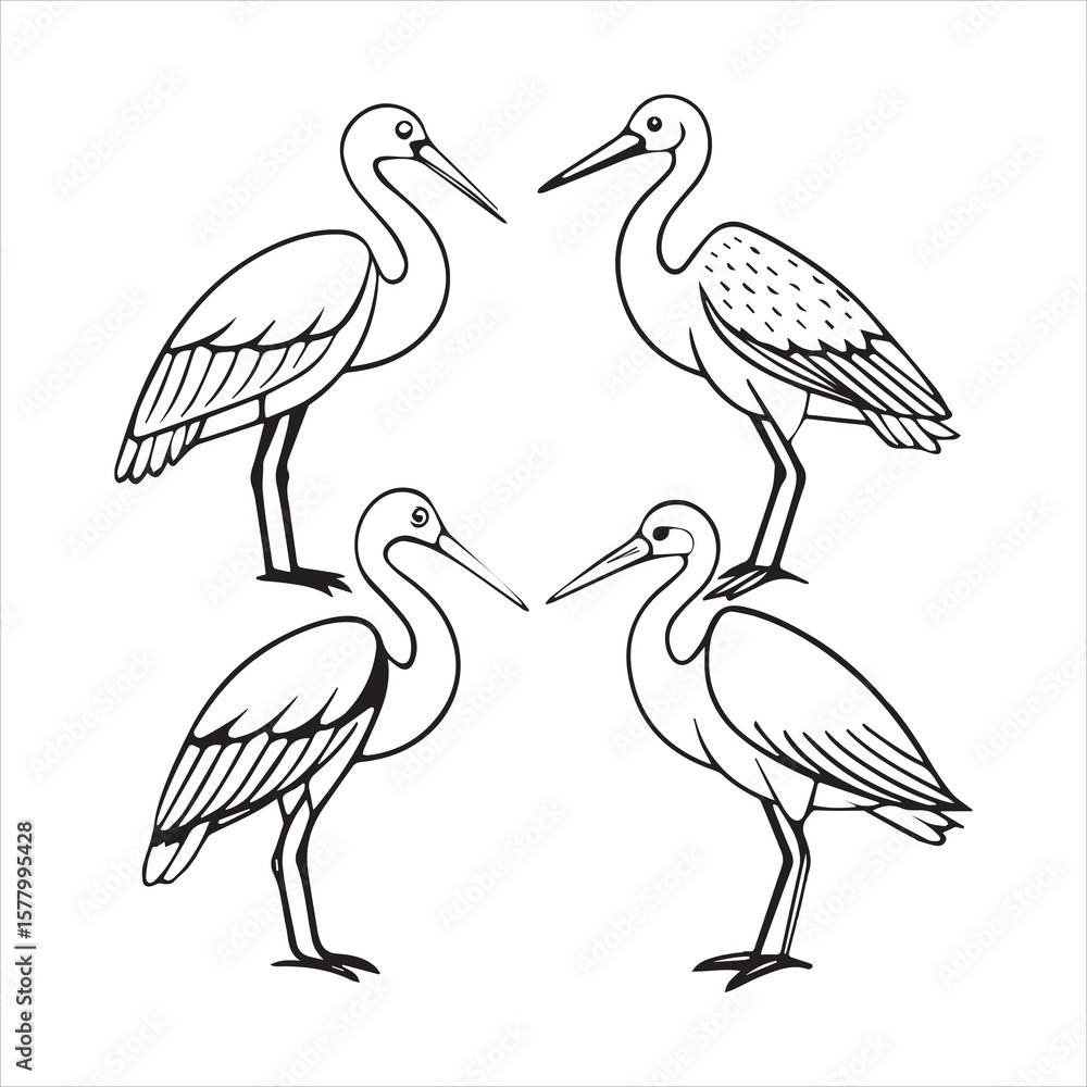 Obraz premium little egret icon silhouette vector