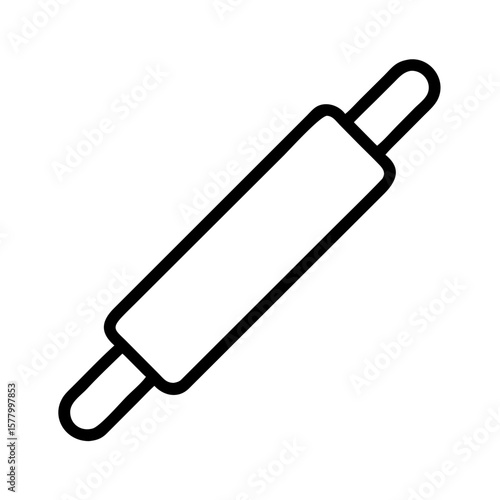 Rolling pin outline in minimalist design on white background  