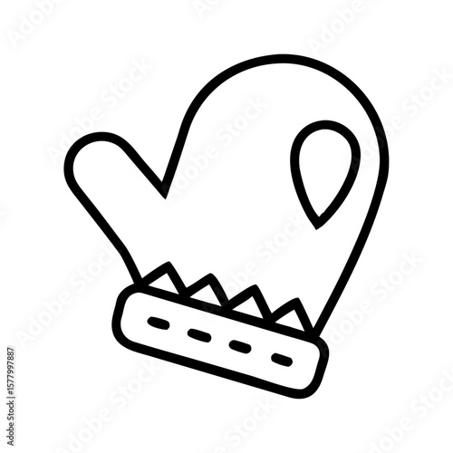 Oven mitt in outline style with decorative design elements  