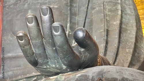 Closeup of Buddha's hand sculpture in Japan