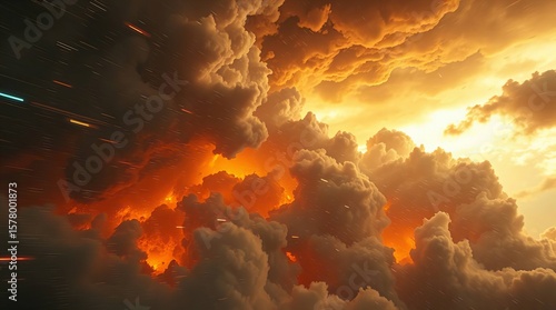 Intense Sci-Fi Storm Clouds With Golden Light