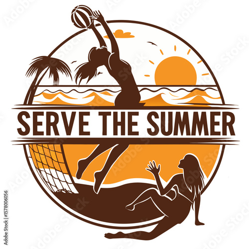 Summer volleyball players enjoying beach fun
