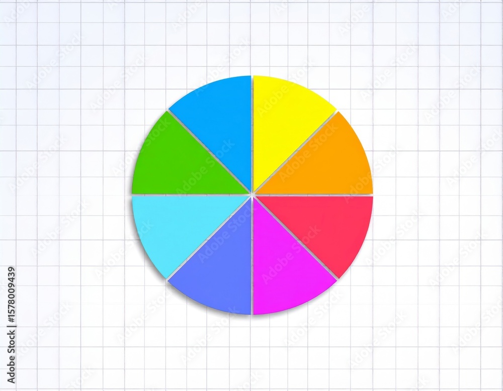 Fototapeta premium Circular Spectrum Chart with Colorful Segments on White Grid Background